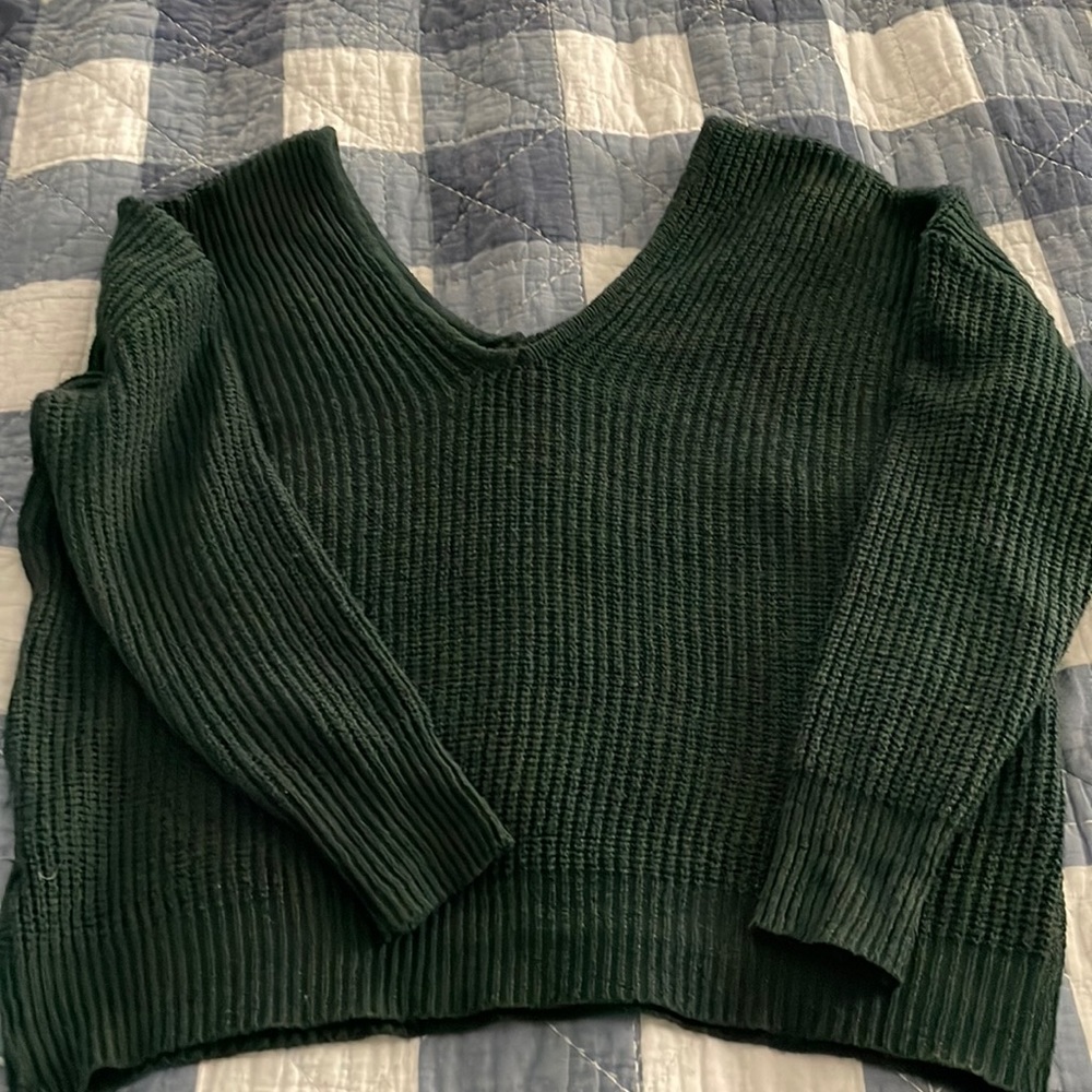 SHEIN size small green double V sweater